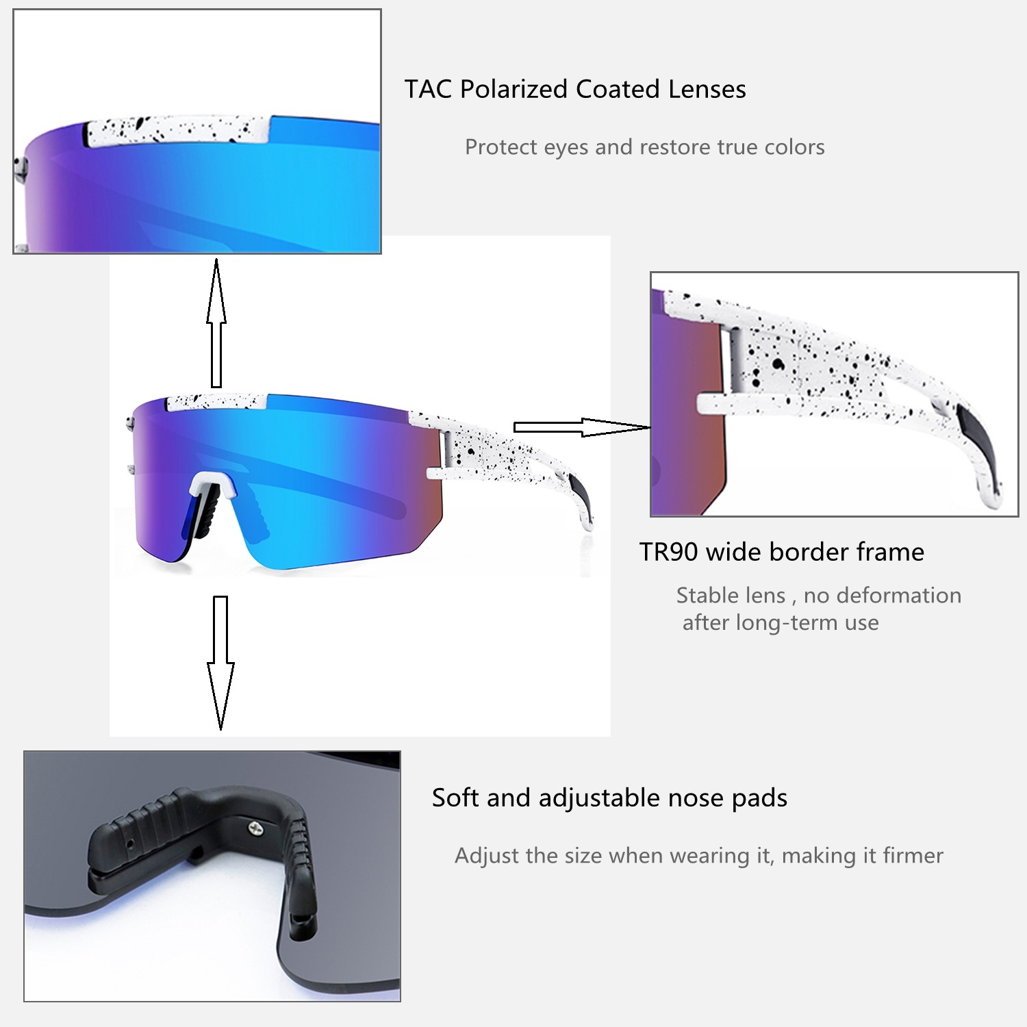 Polarized Sunglasses For Men And Women TR90 Frame Sun Glasses UV Protection For Cycling Fishing Running Golf Outdoor Sports - Image 4