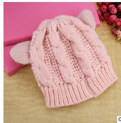 Hand Made 3D Cute Knitted Cat Ear Beanie Cap for Winter - Image 5