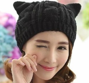 Hand Made 3D Cute Knitted Cat Ear Beanie Cap for Winter - Image 3