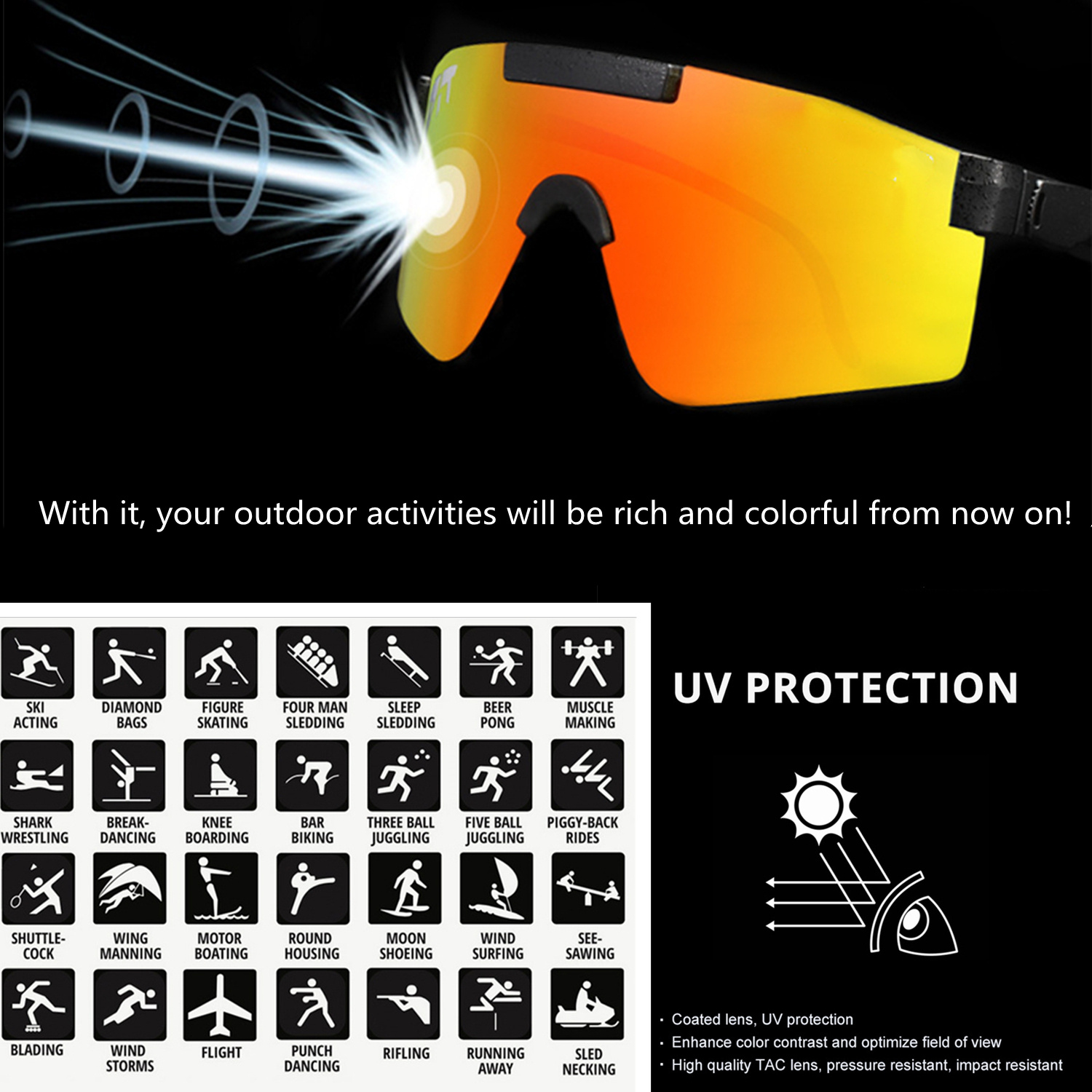 Polarized Sunglasses For Men And Women TR90 Frame Sun Glasses UV Protection For Cycling Fishing Running Golf Outdoor Sports - Image 2