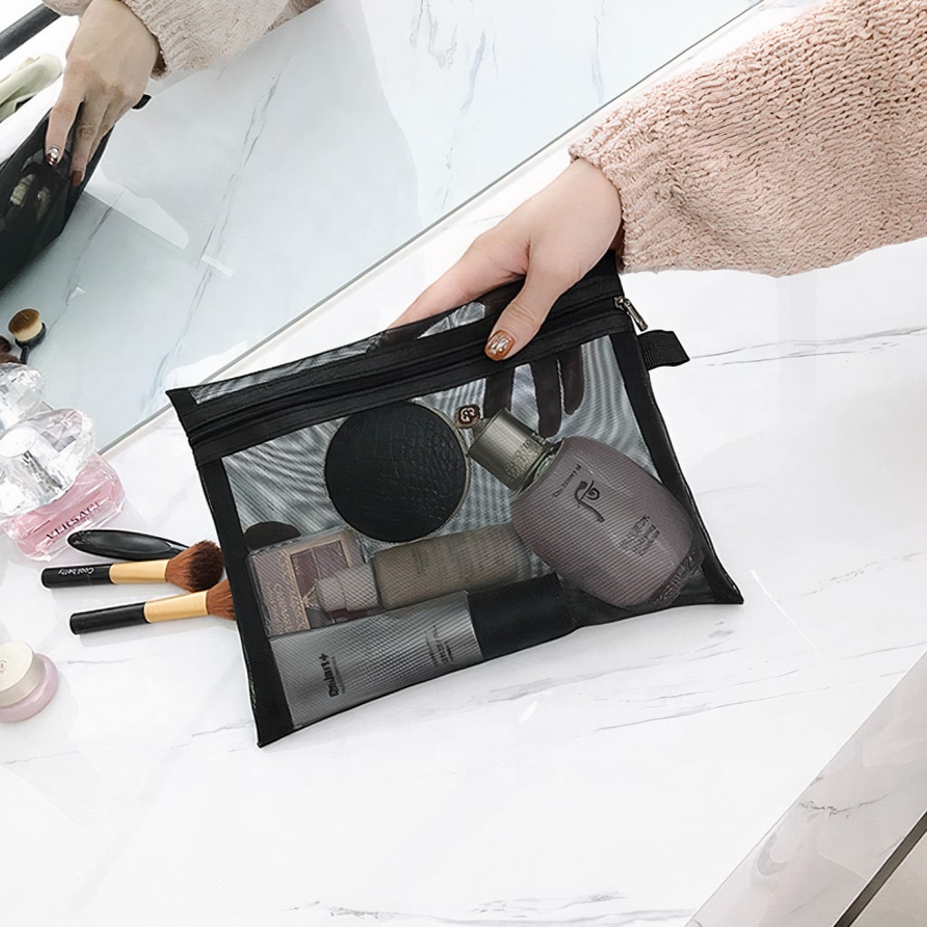 Black Mesh Cosmetic Bag - Image 3